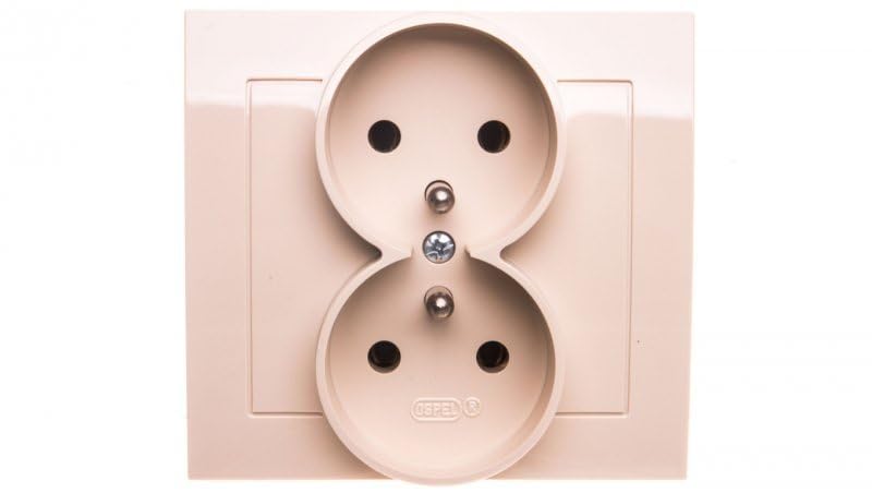 Ospel GP-2WZ/01 Socket Beige IP20, 16 A 88 mm 45 mm 82 mm