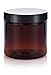 4 oz Amber PET Plastic Staight Sided Jar with Black Smooth Lid (12 pack)