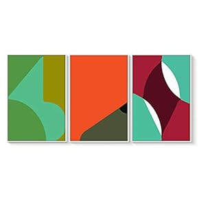 3 Piece Floating Framed Canvas Wall Art for Living Room, Bedroom The Geometry Canvas Prints for Home Decoration Ready to Hang - 16"x24"x3 Panels