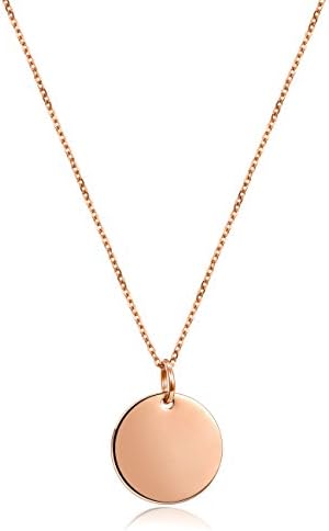 JINBAOYING Birthstone Name Necklace Stainless Steel Polished with Engravable Round Disc Initial Name Necklace Pendant Diameter - 20mm (0.78'')