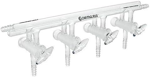 Chemglass CG-4440-02, Vacuum/Inert Manifold, 4 Ports, 365mm Width