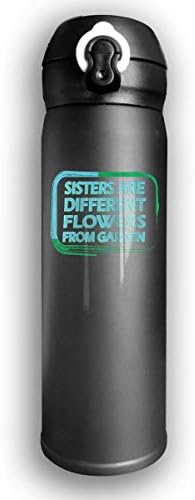 GDESFR Stainless Water Bottle Design Sisters are Different Flowers from Garden,Sports Drinking Bottle,Leak-Proof Vaccum Cup,Travel Mug,with Bounce Cover,Black