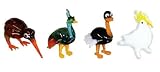 Looking Glass Miniature Collectible - Kiwi / Peacock / Ostrich / Cockatoo (4-Pack)