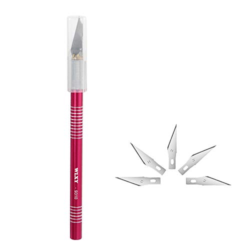 Precision Cutter Utility and Hobby Knife, Solid Metal Art Pen Knife Craft Scalpel with 5 Replacement Blades-Craft Knife Set for DIY Art Creation Cutting Carving Scrapbooking (Rose) - Thumbnail 5