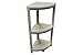 CoastalVogue Snazzy Corner Three Tier Shelf Waterproof Teak Wood Shower Bench Stool Seat Chair For Inside Shower Provides Safety, Storage and Organization For Bathroom Accessories, in Antique White