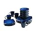 Square Dinnerware Service for 8, Plates Bowls Mugs, 32-Piece Set, Modern Blue & Black