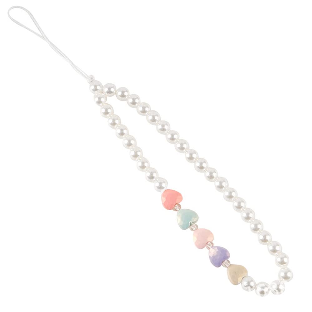 FuashceR Beaded Lanyard Cell Phone Strap Charm Pearl Wrist Strap Mobile Pendant for Women Girls, White — image 1