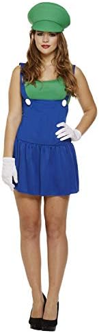 Women Ladies Super Mario Plumber Bros Video Game Work Woman Costume Fancy Dress