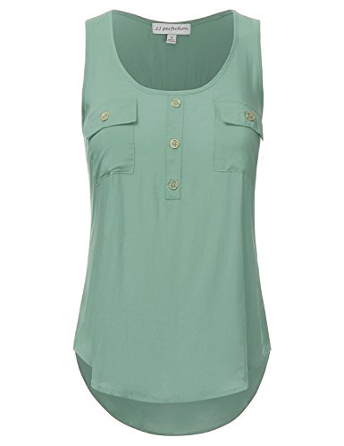 Jj perfection women s solid woven scoop neck sleeveless…