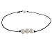 Bodai Freshwater Pearl Necklace Choker on Genuine Leather Cord for Women Girls