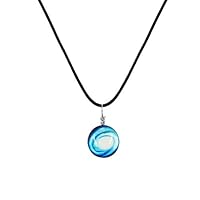 Necklace for Women,Nightlight Couple Necklace Illusion Luminous Double-Sided 20mm Glass Ball Harajuku Universe Fantasy Starry Sky Pendant Costume Love Token Gift Packed in Jewelry Box (BlueCloudHole)