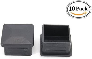 1" Black Square Tubing for Tough High Premium Quality Synthetic Rubber Rugged Plugs by 1 Inch Cap Cover Tube Chair Glide Insert Finishing Plug(Not Plastic) - 1"x1" 10 Pack