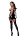 Dreamgirl Women's Plus-Size Naughty By Nature Faux Leather Garter Slip and Thong Set, Black, 3X/4X