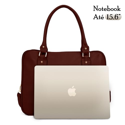 Bolsa Feminina Pasta Executiva para Notebook até 15.6” Reforçada Couro Ecológico para Trabalho, Reuniões e Dia a Dia Tamanho Grande