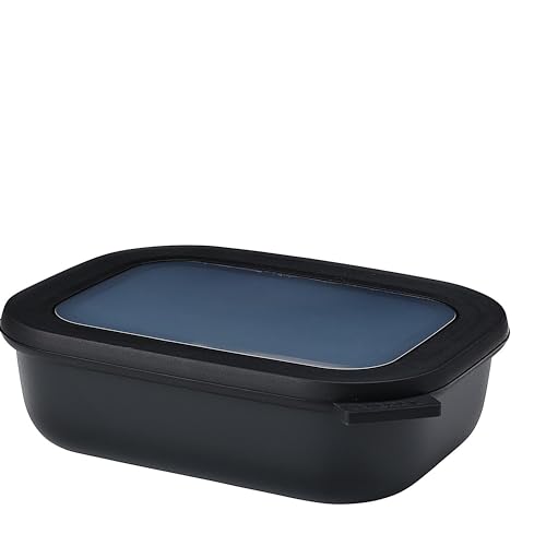 Mepal Multi Bowl Cirqula Rectangular - Mikrowellen Geschir - Geeignet als Luftdichte Aufbewahrungsbox für den Kühlschrank, Mikrowellengeschirr & als Frischhaltedosen - 1000 ml - Nordic black thumbnail 1
