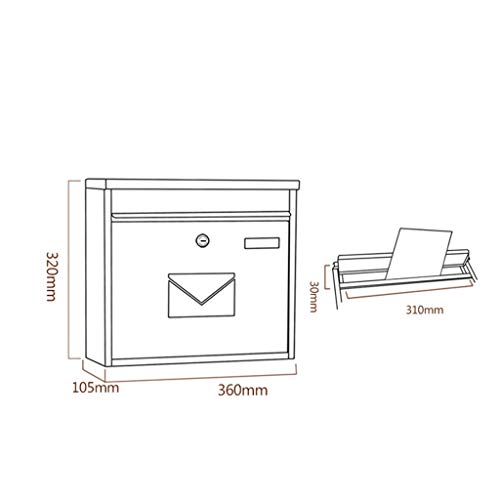 European Villa Letter Box Outdoor Wall Newspaper Magazine Mailbox Waterproof Retro Lock Letter Box