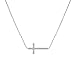 Pusheng Women Sideways Horizontal Cross Pendant Necklace Stainless Steel Petite Necklace,16