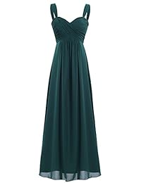 iiniim Vestido largo de gasa plisado para mujer, vestido de fiesta para dama de honor