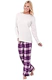 Del Rossa Women's Flannel Pajamas, Knit Top Cotton Pj Set