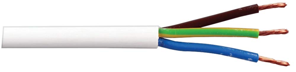 Pro Elec PEL01111 0.75 mm2 2183Y 3-Core mains Cable, 6A, White, 10 m