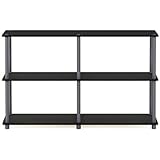 Furinno 99634 BK/GY Turn-N-Tube 3-Tier Double Size Storage Display Rack, Black/Grey