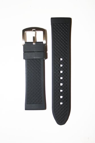 22mm Heavy Black Rubber Silicone Watchband with Classic Design
