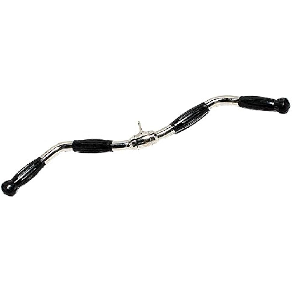 Deluxe Curl Bar Cable Attachment With Rubber Handgrips, 28" Bars