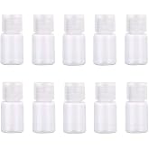 Duehut 10 PCS 0.17oz/5ml Empty Refillable Clear PET Plastic Flip Cap Dispenser Bottles Cosmetic Container Jar Pot Vial Sample Storage for Shampoo Body Wash Lotion Cream Toner Essential Oil