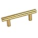 Gold Drawer Pulls Brushed Brass Cabinet Handles Stainless Steel T Bar Cabinets Knobs 10 Pack 3Inch (76mm) Hole Centers - homdiy HD201PB Gold Cabinet Hardware Pulls