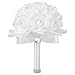 TRUE LOVE GIFT White Bouquet for Bride 8.3 Inches - Wedding Bouquets With Diamond Soft Ribbons, Artificial Rose Bridal Holding Flowers for Bridesmaids
