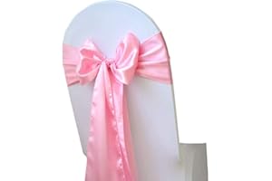 SARVAM FASHION Set of 10 Chair Decorative Satin Sashes Bow Designed for Wedding Events Banquet Home Kitchen Decoration (10, Baby Pink 1)