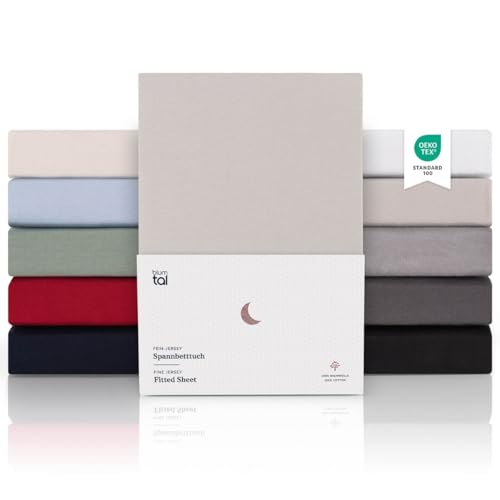 Blumtal® Premium Spannbettlaken 180x200 Topper Jersey 2er Set - Oeko-TEX zertifiziertes Bettlaken aus Baumwolle - Leintuch 180x200 Moonlight Grey