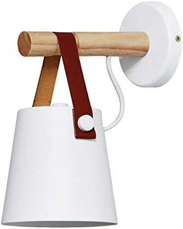 Lisanl Nordic LED Wall Lamp Wood Hanging Sconce Modern Bedside Light for Living Room Restaurant (White)