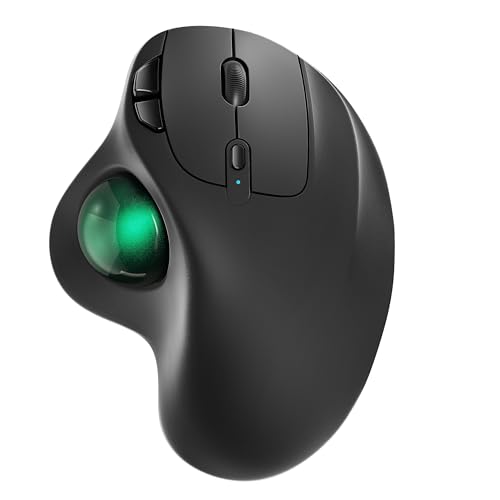 Nulea M501 Kabellose Trackball Maus, Wiederaufladbare Ergonomische Maus, Präzises und Reibungsloses Tracking, 3-Geräte-Verbindung (Bluetooth oder 2,4G