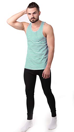 Svitanok Russian USSR Soviet Military Army T-Shirt Tank TOP Vest Green White Sailor's Striped Vest (XXXL)