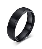 Stainless Steel Unisex 6MM Brushed Plain Simple Stainless Steel Wedding Ring Band for Men&Women, Blue/Black/Gold Plated