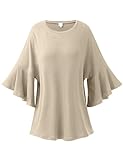 REGNA X BOHO Women's Half Ruffle & Dolman Sleeve Drop Shoulder Tunic Tops