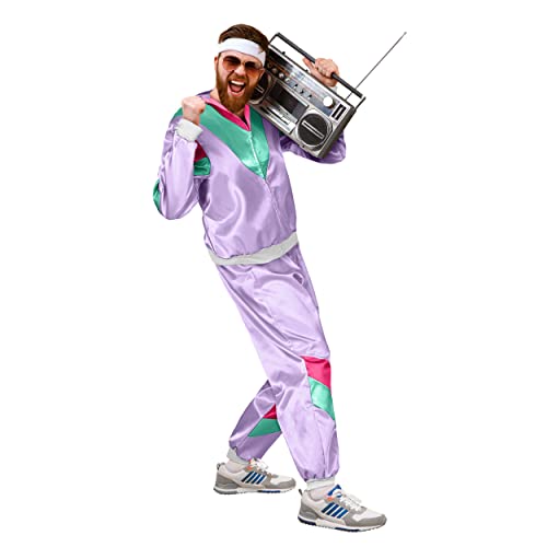 Premium Tracksuit 80s & 90s Retro I Assianzug I Costume I Gangster I Prolet I Bad Taste I Assi I Men I Women I Slogan I Carnival I Fasching (Purple I Green I Pink, L), Purple I Green I Pink, One size