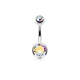 14g Double Gem Ball Belly Button Ring Grade 23 Solid Titanium 3/8