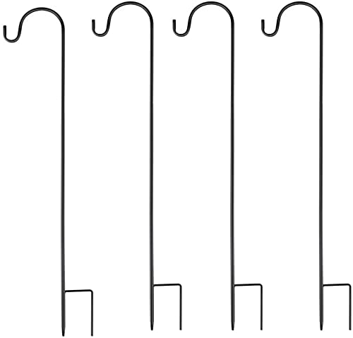 Dproptel Direct Dproptel 4 Packs Shepherd Crook Hooks,120cm/47inch Metal Garden Stake with Hooker Garden Hooks for Solar Lights, Lanterns,Christmas Lights,Weddings Plant Baskets,Flower Ball (Black)