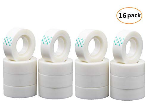 Yizeda 16 Rolls Transparent Tape, Clear Tape, 3/4 X 1000 Inch Invisible Tape, Tape Refill for Office, Home, School