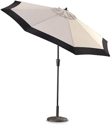 Castlecreek 9 Two Tone Deluxe Market Patio Umbrella Khaki Black Patio Umbrellas Garden Outdoor Amazon Com