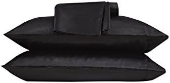 Satin Radiance 201 DPC Luxury Charmeuse Satin Pillowcase Set of 2, Soft and Silky Pillowcases - Standard 20" x 30" each, Black