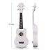 Wooden Ukulele 21 Inch Soprano Hawaiian Guitar Basswood Small Guitar for Beginner (White)