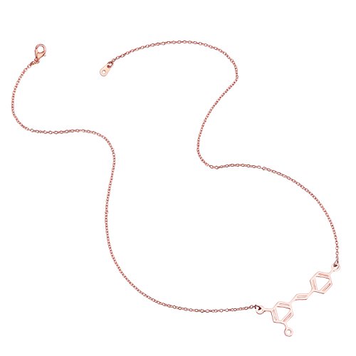 Rosa Vila Wine Molecule Necklace, Wine Lover Gifts for Women, Chic Geeky Jewelry, for Wine Lovers, Makers, and Enthusiasts, 19" Chain (Rose Gold Tone), Mother's Day