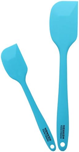 HOMKOM Silicone Spatula Scraper Set with Hygienic Solid Coating, Turquoise (2-Pack)