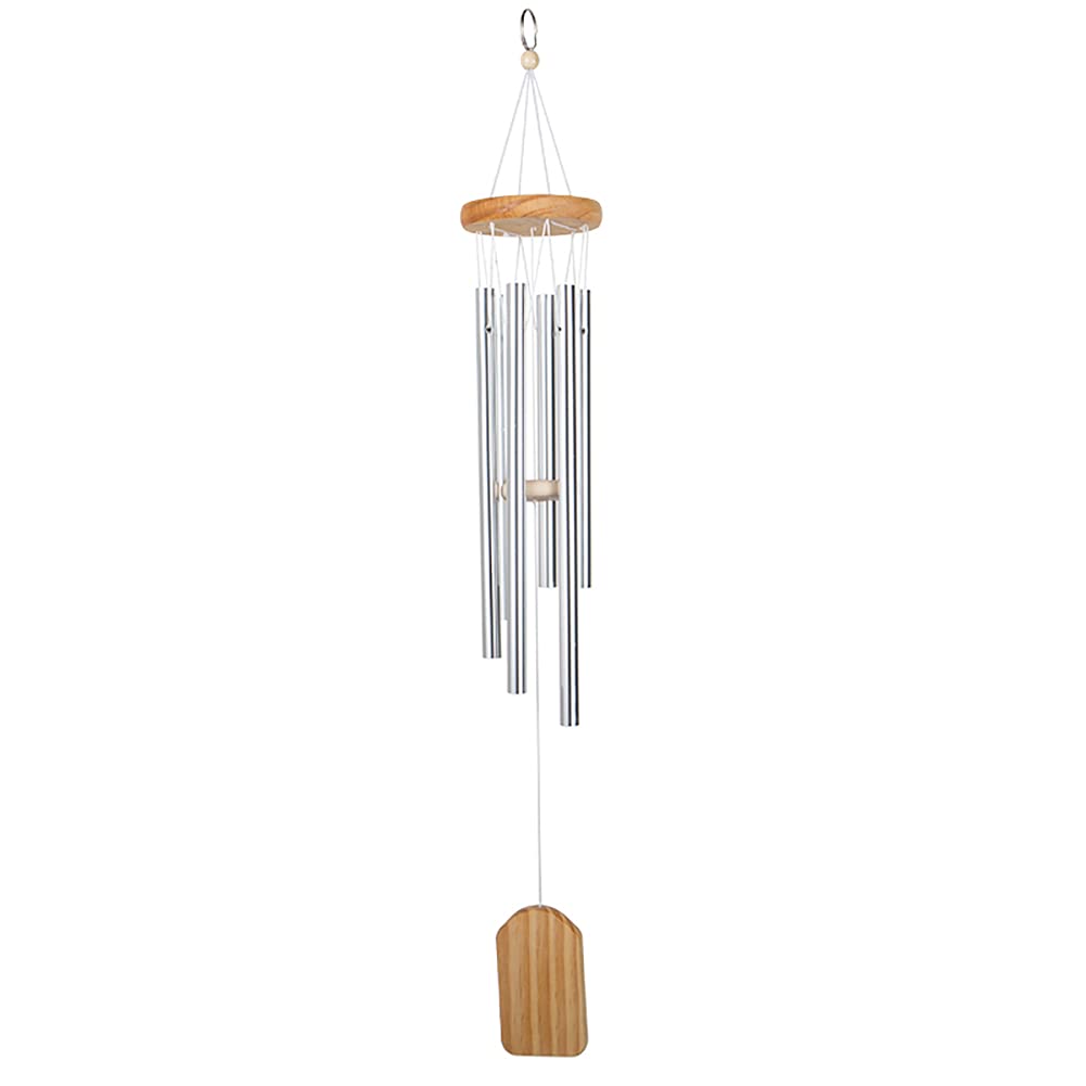 Alnicov Wind Chime,Wind Chime Small Wind Chimes Bells 6 Metal Tubes Windchime,Best Gift Chimes Decor for Garden Patio Outdoor,Wood Color