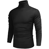 Men Casual Turtleneck Slim Fit Basic Tops Lightweight Thin Pullover Sweater | Long Sleeve Black White Turtle Neck Underwear