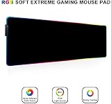 Large RGB Gaming Mouse Pad: Micro Textured LED Glowing Extra Long Extended Mousepad Mat for Mouse and Keyboard - PC Gaming Accessories and Computer Essentials for Gamers - Black, 31.5 x 11.8 Inches