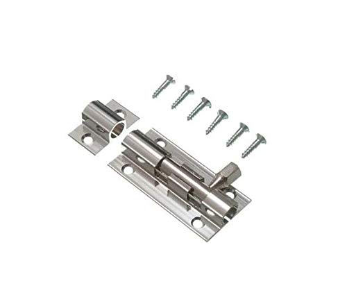 DOOR BOLT BARREL SLIDE LOCK 50MM 2 INCH CHROME WITH SCREWS